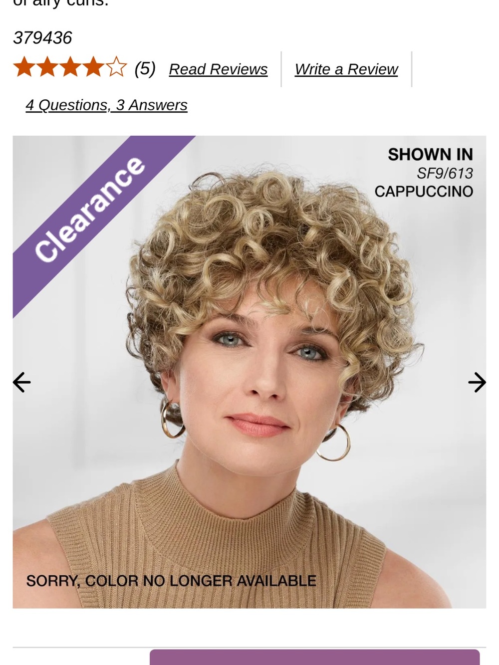 🦋🦋🦋CORA by Paula Young NWT Curly Women's Wig in Cappuccino -